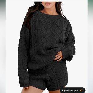 Black Cable Knit Set